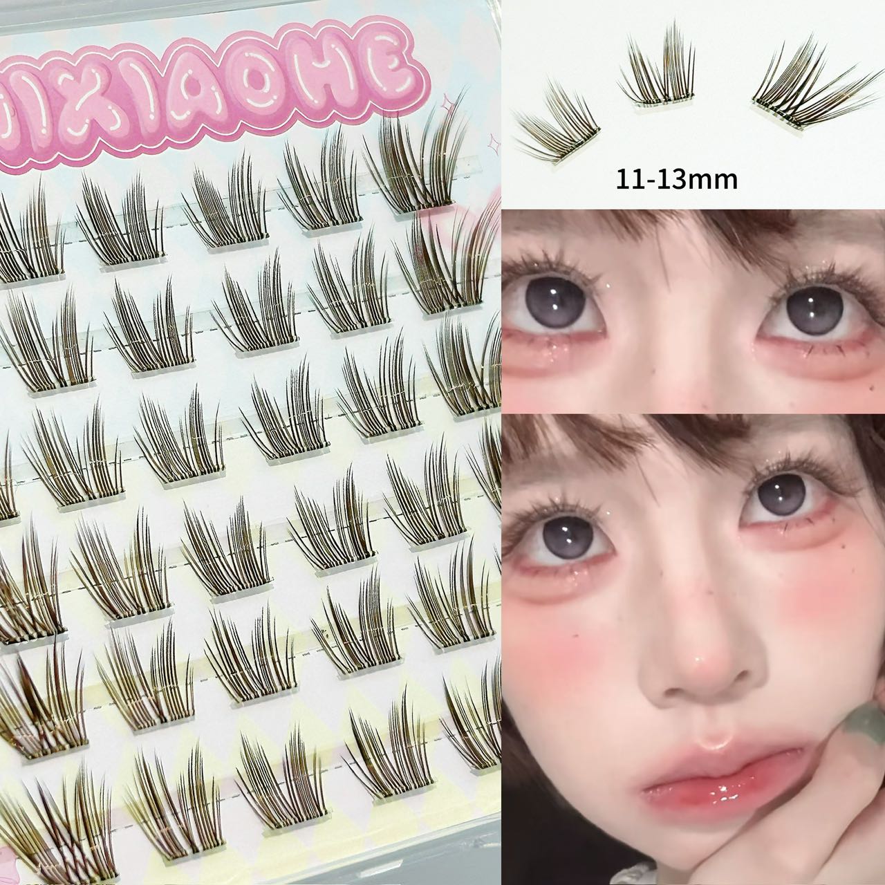 Lash Adhesive Glue - Mixiaohe Schwarze Braune Klebefreie Kirsch-Wimpernbüschel 11-13mm