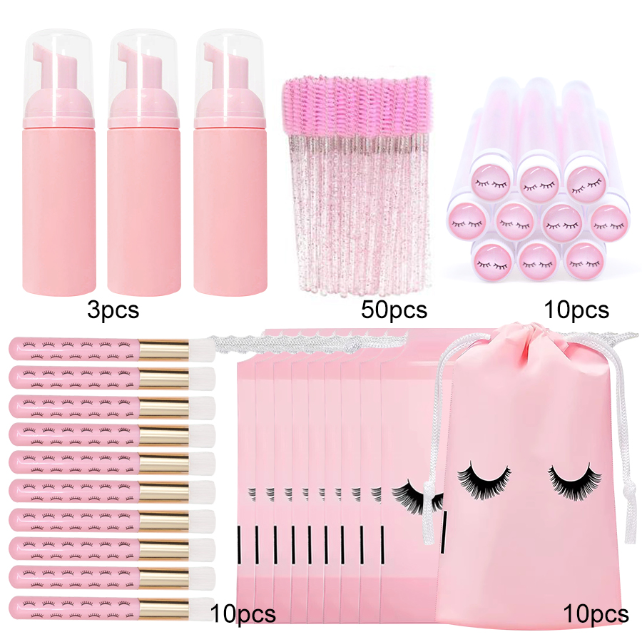 Eyelash Extension Aftercare - 83-teiliges Wimpern-Shampoo-Flaschen-Bürsten-Set für Wimpernverlängerung, weiche Wimpernbürste,