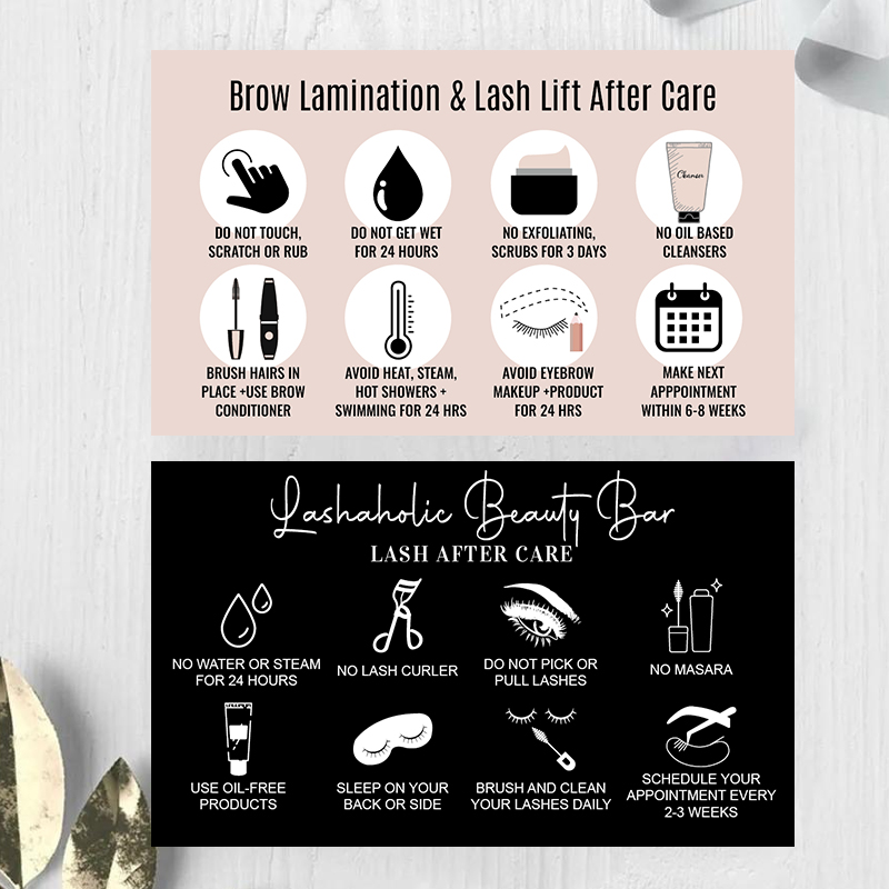 Eyelash Extension Aftercare - Benutzerdefinierte Wimpernverlängerungen, Treuekarten, Anweisungskarten, Nachsorgungskartendesign, Wimpern,