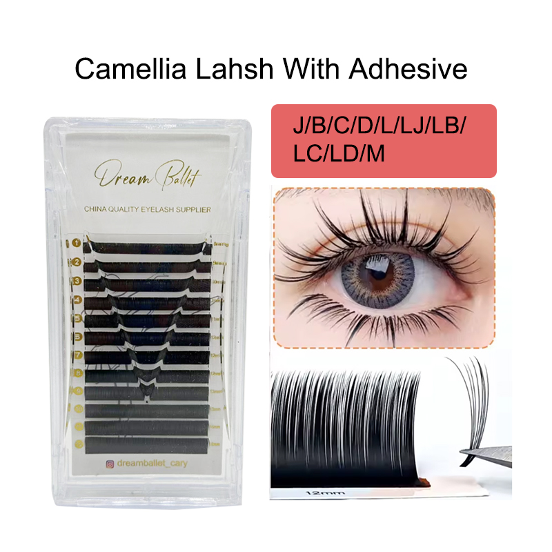 Eyelash Extension C Curl - Dream Ballet Camellia Lashes mit Klebstoff