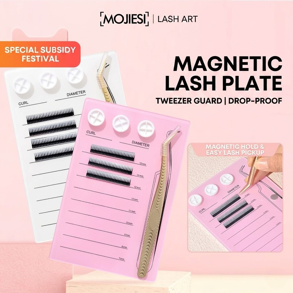 Individual Lash Tray - Magnetische Wimpernverlängerungs-Palette & Kleberhalter-Pad, Acryl-Wimpern-Organizer, Volumen-Fanning-Tray