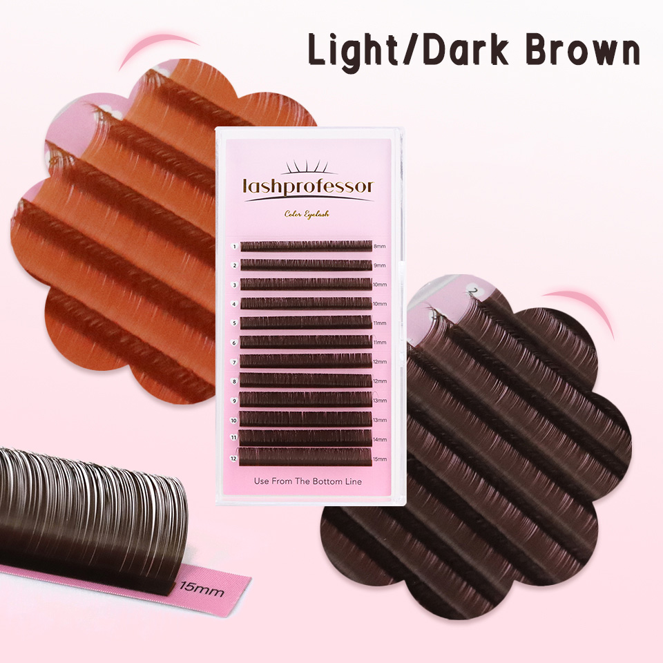 Eyelash Extension Russian - Dunkelbraune Wimpernverlängerung 0,05 0,07 mm Hellbraune